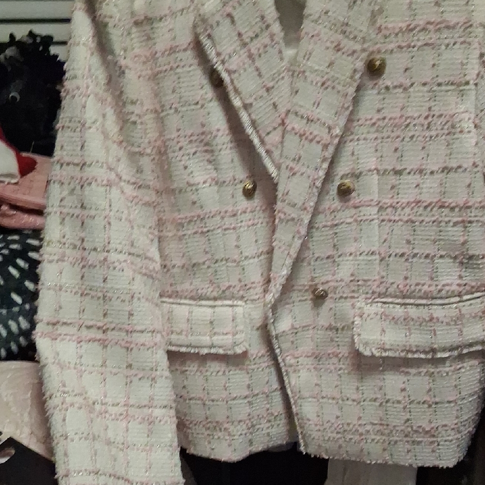 Tweed Blazer Xxl Pink And White Shimmer